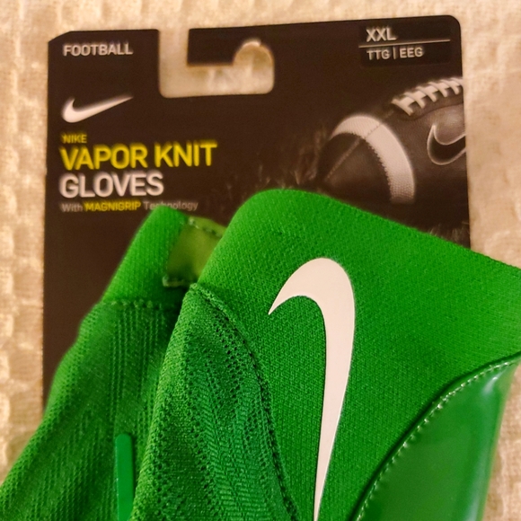 Nike Vapor Knit Football MagniGrip Receiver Gloves Green White Size 2XL - Picture 2 of 3